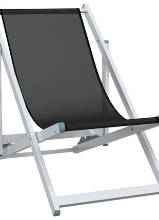 Strandstoelen inklapbaar 2 st aluminium en textileen zwart