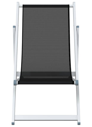 Strandstoelen inklapbaar 2 st aluminium en textileen zwart