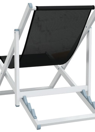 Strandstoelen inklapbaar 2 st aluminium en textileen zwart