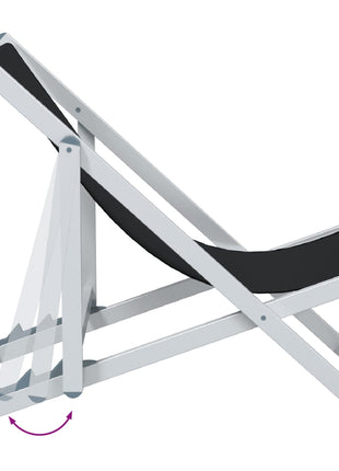 Strandstoelen inklapbaar 2 st aluminium en textileen zwart