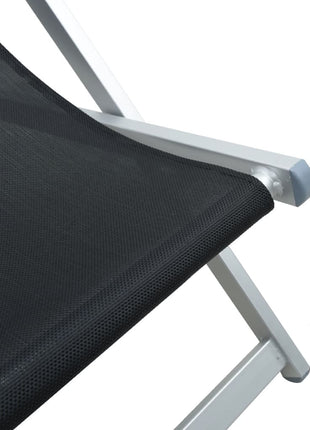 Strandstoelen inklapbaar 2 st aluminium en textileen zwart