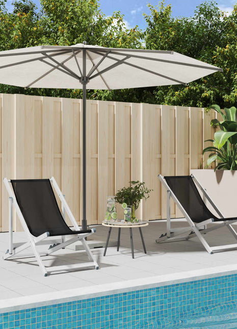 Strandstoelen inklapbaar 2 st aluminium en textileen zwart