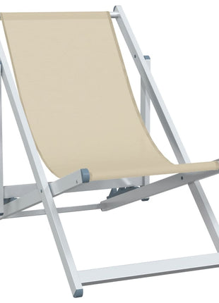 Strandstoelen inklapbaar 2 st aluminium en textileen crèmekleur