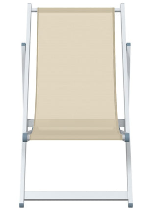 Strandstoelen inklapbaar 2 st aluminium en textileen crèmekleur