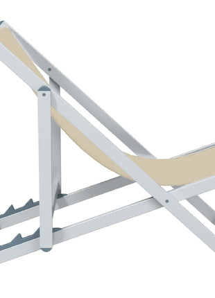 Strandstoelen inklapbaar 2 st aluminium en textileen crèmekleur