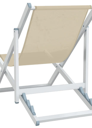 Strandstoelen inklapbaar 2 st aluminium en textileen crèmekleur