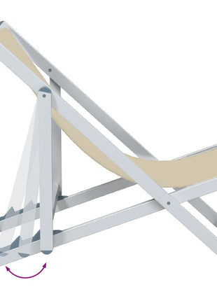 Strandstoelen inklapbaar 2 st aluminium en textileen crèmekleur