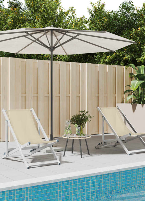 Strandstoelen inklapbaar 2 st aluminium en textileen crèmekleur