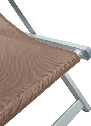 Strandstoelen inklapbaar 2 st aluminium en textileen bruin