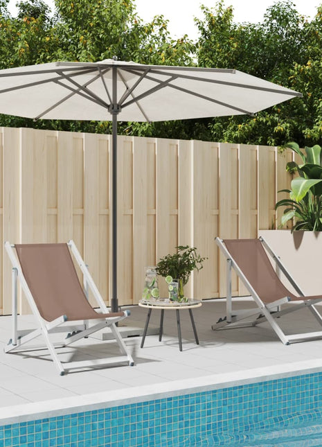 Strandstoelen inklapbaar 2 st aluminium en textileen bruin