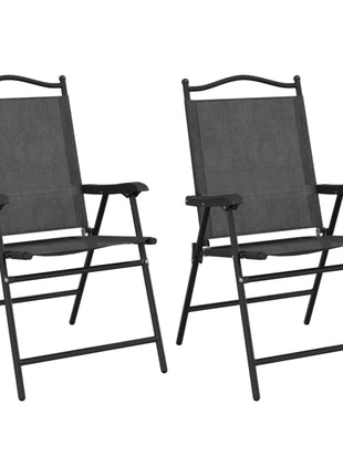 Tuinstoelen 2 st inklapbaar staal en textileen gemêleerd grijs