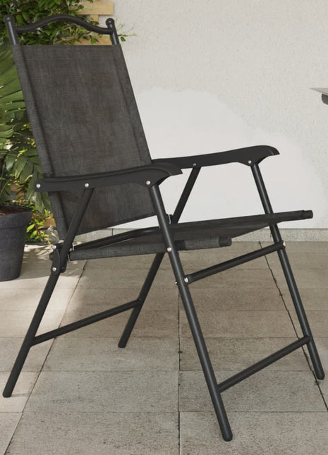 Tuinstoelen 2 st inklapbaar staal en textileen gemêleerd grijs