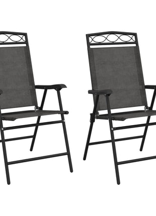 Tuinstoelen 2 st inklapbaar staal en textileen gemêleerd grijs
