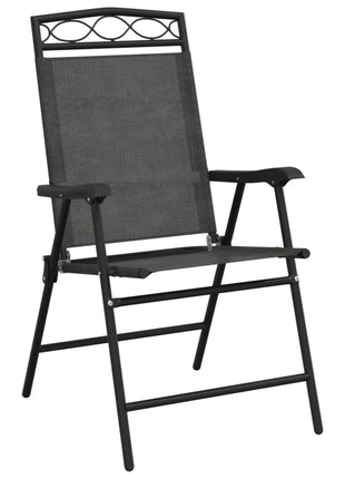 Tuinstoelen 2 st inklapbaar staal en textileen gemêleerd grijs