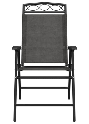 Tuinstoelen 2 st inklapbaar staal en textileen gemêleerd grijs