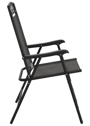Tuinstoelen 2 st inklapbaar staal en textileen gemêleerd grijs