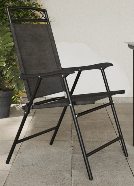 Tuinstoelen 2 st inklapbaar staal en textileen gemêleerd grijs
