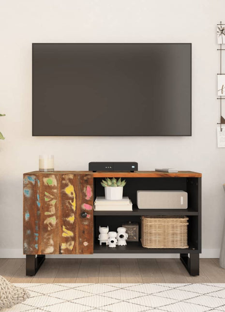 Tv-Meubel 80X33X46 Cm Massief Acaciahout En Bewerkt Hout