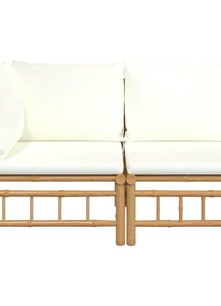 2-Delige Loungeset Met Kussens Bamboe Wit