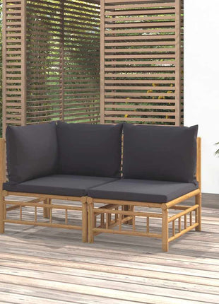 2-Delige Loungeset Met Kussens Bamboe Wit
