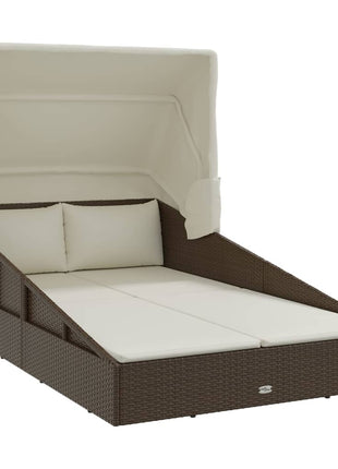 Ligbed Met Inklapbaar Dak 200X114X128 Cm Poly Rattan