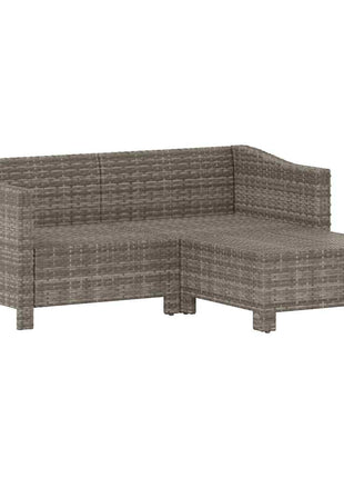 3-Delige Loungeset Met Kussens Poly Rattan Grijs