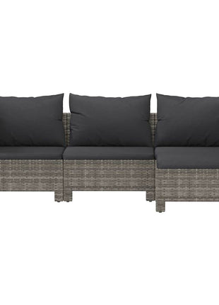 4-Delige Loungeset Met Kussens Poly Rattan Grijs
