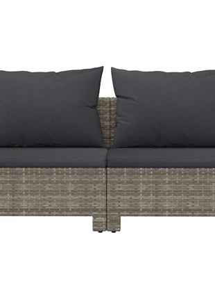 Tuinbank 2-Zits Met Kussens Poly Rattan Grijs