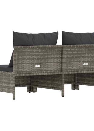 Tuinbank 2-Zits Met Kussens Poly Rattan Grijs