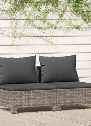 Tuinbank 2-Zits Met Kussens Poly Rattan Grijs