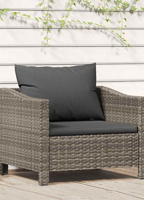 Tuinfauteuil Met Kussen Grijs Poly Rattan