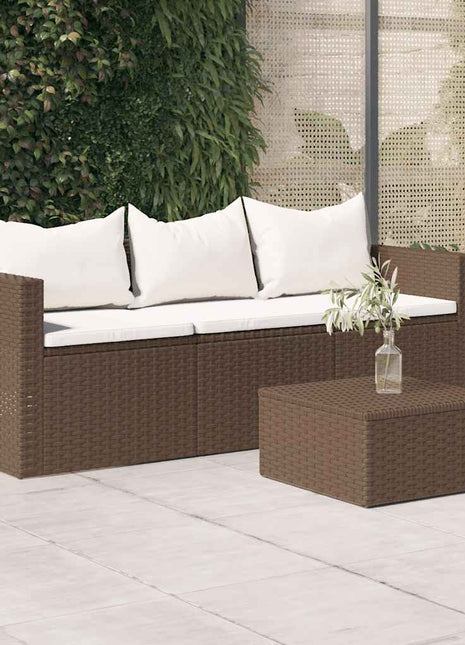 Tuinbank 3-Zits Met Kussens Poly Rattan