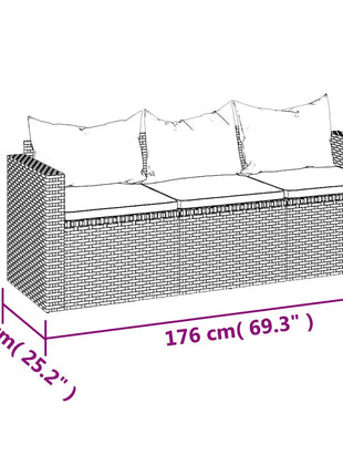 Tuinbank 3-Zits Met Kussens Poly Rattan