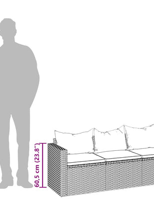 Tuinbank 3-Zits Met Kussens Poly Rattan