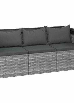 Tuinbank 3-Zits Met Dak En Voetenbank Poly Rattan