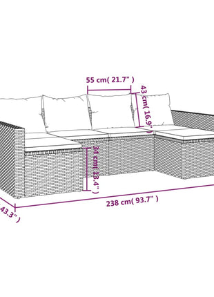 Loungeset Met Kussens Poly Rattan