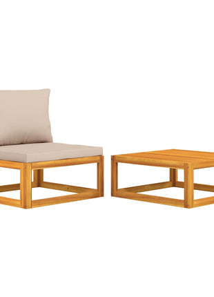 2-Delige Loungeset Met Kussens Massief Acaciahout