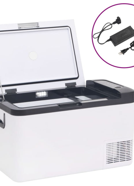 Koelbox met handvat en adapter 18 L PP & PE zwart en wit