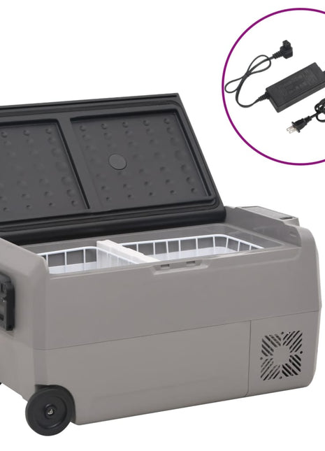 Koelbox met wielen en adapter 50 L PP en PE zwart en grijs