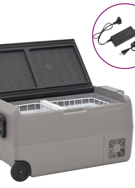 Koelbox met wielen en adapter 60 L PP en PE zwart en grijs