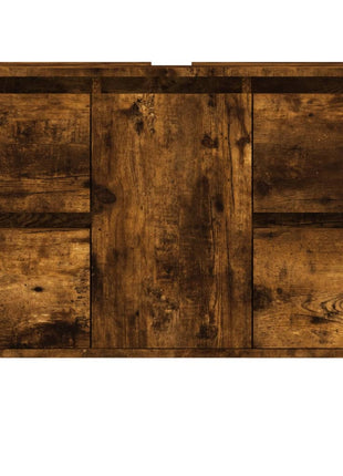 Wastafelkast 80x33x60 cm bewerkt hout gerookt eikenkleurig