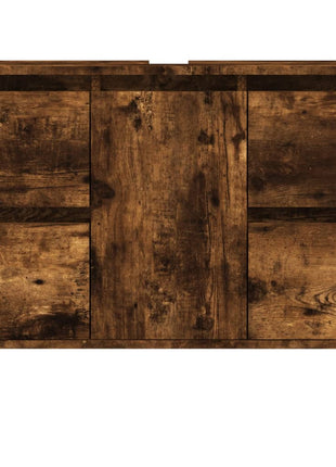 Wastafelkast 80x33x60 cm bewerkt hout gerookt eikenkleurig