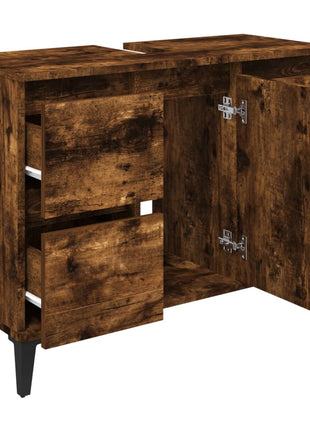 Wastafelkast 80x33x60 cm bewerkt hout gerookt eikenkleurig