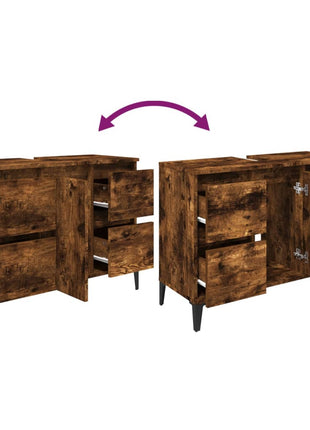 Wastafelkast 80x33x60 cm bewerkt hout gerookt eikenkleurig