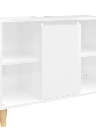 Wastafelkast 80x33x60 cm bewerkt hout hoogglans wit