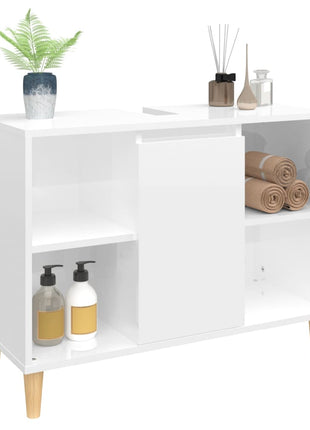 Wastafelkast 80x33x60 cm bewerkt hout hoogglans wit