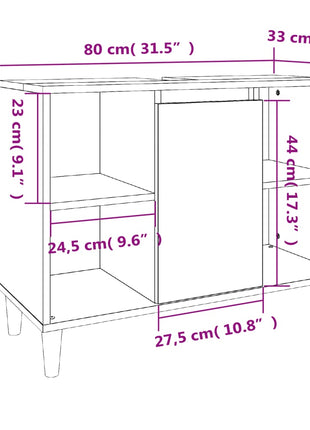 Wastafelkast 80x33x60 cm bewerkt hout hoogglans wit