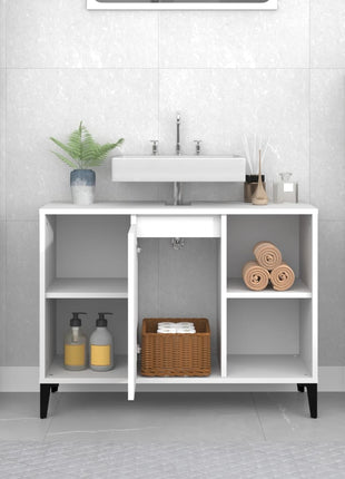 Wastafelkast 80x33x60 cm bewerkt hout wit