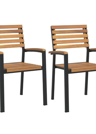 Tuinstoelen 2 st stapelbaar massief acaciahout en metaal