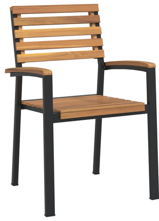 Tuinstoelen 2 st stapelbaar massief acaciahout en metaal